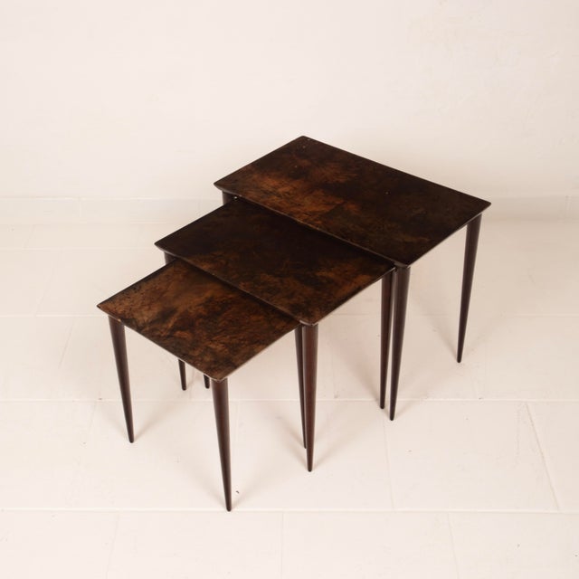 Model 764 Nesting Tables by Aldo Tura for Tura Milano, 1950, Set of 3 For Sale - Image 15 of 18