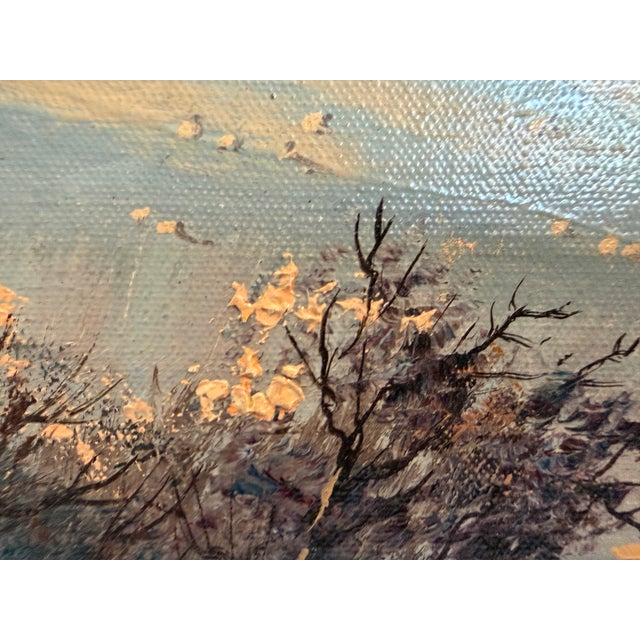 Late 20th Century Don Vaughan (British 1916-2005) “Winter Walk” VTG Oil Painting Winter Landscape For Sale - Image 9 of 12