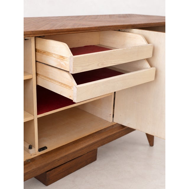Mid-Century Modern Vintage Teak Herringbone Sideboard, 1950s For Sale - Image 3 of 14