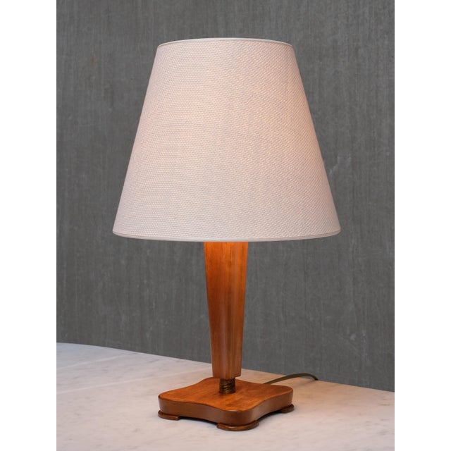 Table Lamp in Birch, Brass and Linen attributed to Otto Schulz for Boet, Sweden, 1940s For Sale - Image 10 of 12