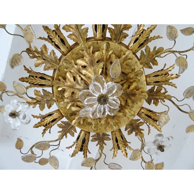 Maison Baguès Flush Mount Maison Baguès Crystal Flowers Leaves Chandelier 15 Lights No.2 For Sale - Image 4 of 11