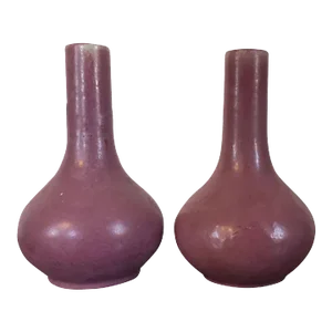 Early 20th Century Arts & Crafts Fulper Pink Glaze Pottery Vases - A Pair