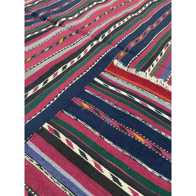 1930s Vintage Nomadic Plant Dye Navy Blue Large Kilim Rug For Sale - Image 10 of 12
