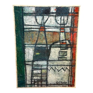 1960s Rare Original Abstract Plaster Oil on Canvas by Austrian Artist Herta Galton For Sale