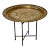 20th Century Asian Handcrafted Brass Tray Table With Folding Base For Sale