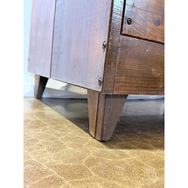 Late 20th Century Solid Heart Pine Rustic Five Drawer Chest With Brass Pulls For Sale - Image 12 of 12