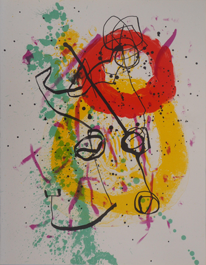 Joan Miro, Composition aux anneaux, Lithograph