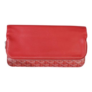 Red Goyardine Canvas Sainte Marie Clutch For Sale