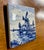 Traditional Vintage Hand Painted Delft Style Ceramic Tile With Dutch Windmill Landscape For Sale - Image 3 of 8