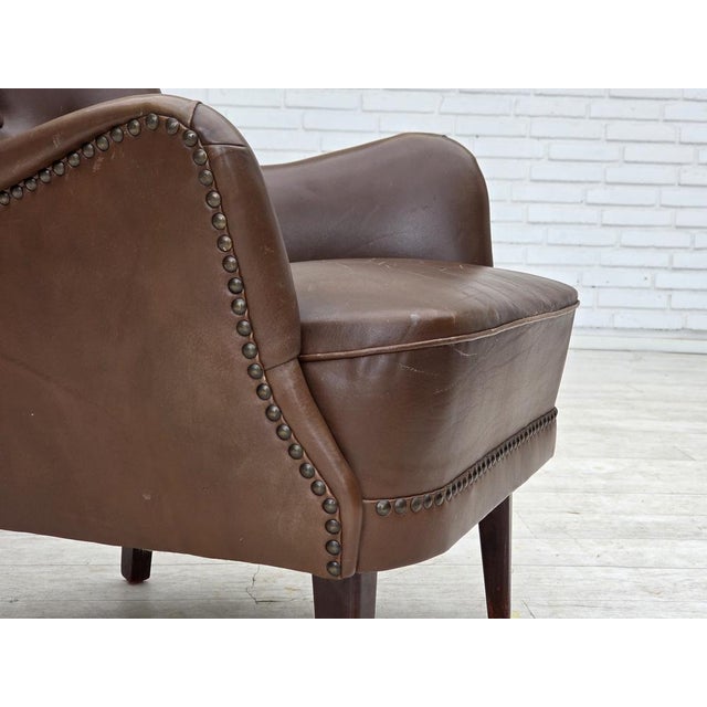 Vintage Danish Lounge Chair in Furniture Leather, 1960s For Sale - Image 4 of 18