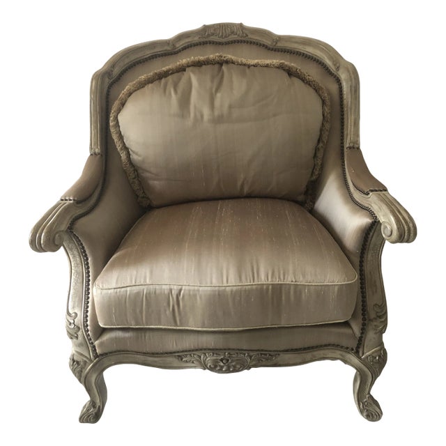 Caracole Compositions French Style Oversized Silk Chair For Sale