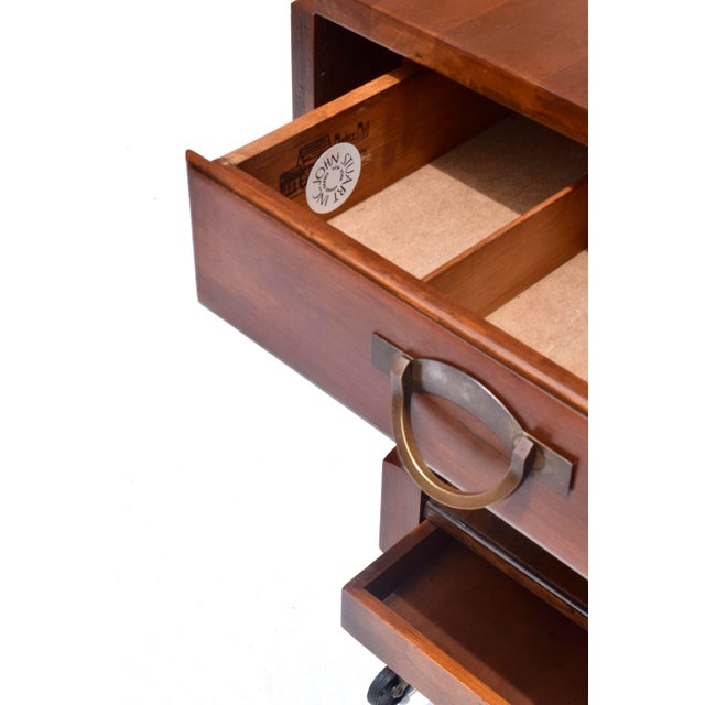 Burgundy Mid-Century Modern Bar Cart by John Stuart, Cherry & Brass, 1960s For Sale - Image 8 of 12