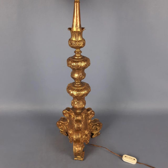 Antique Table Lamp in Wood and Brass, 1890s For Sale - Image 10 of 18