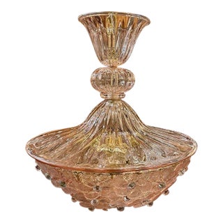 Petite Pink Murano Glass Pendant With Flowers For Sale