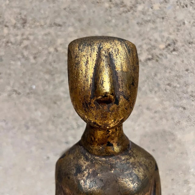 Mid-Century Modern 1970s Golden Oscar Art Sculpture Cycladic Figurine For Sale - Image 3 of 11
