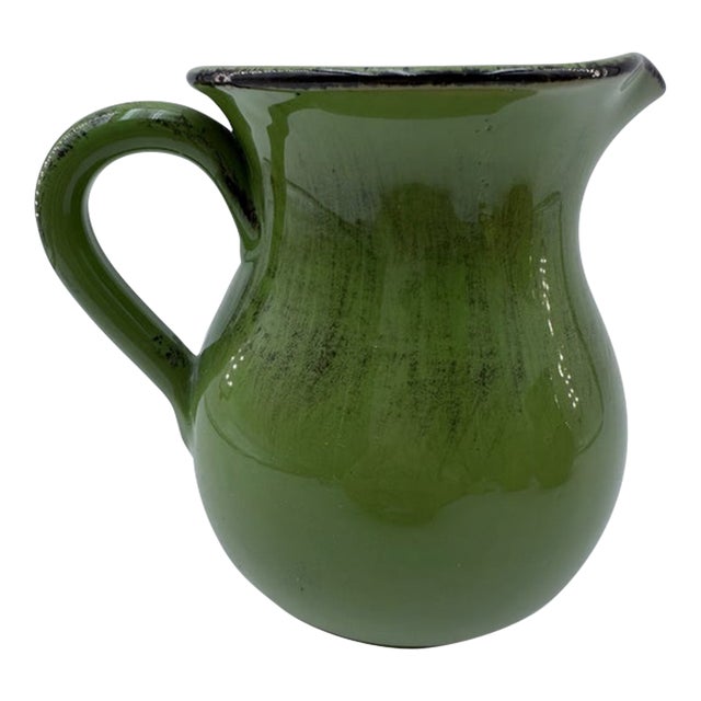 Italian Green Ombre Ceramic Pitcher For Sale