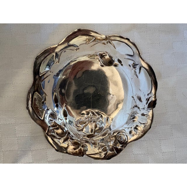 Silver 19th C Art Nouveau Sterling Silver Rose Bowl or Bonbon Dish For Sale - Image 8 of 14