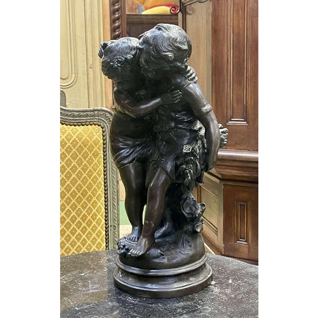 Bronze Depicting Two Children by Moreau, 20th Century For Sale - Image 3 of 16
