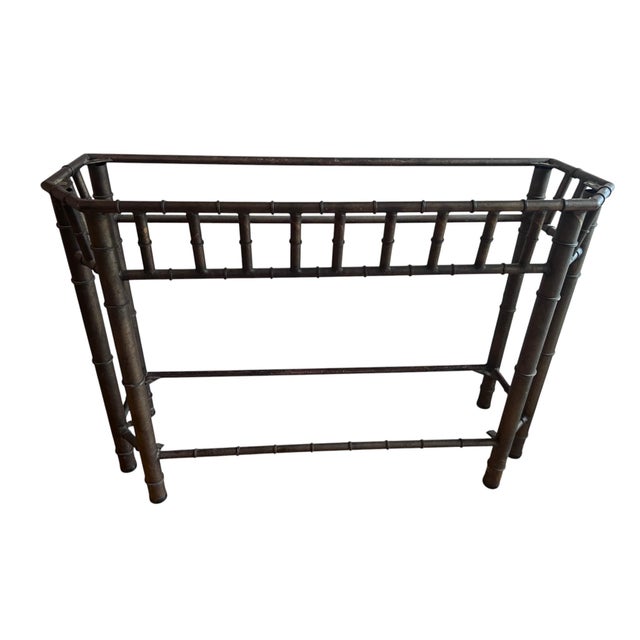 Mid-Century Modern Late 20th Century Faux Bamboo Metal Console For Sale - Image 3 of 14