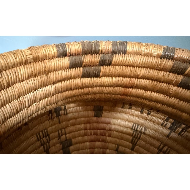 20thC 17” Polychrome Pima Akimel Oodham in the Style of Native American Olla Basket Dual Register Human & Deer Motif Willow Devils Claw and Yucca Root For Sale - Image 10 of 14