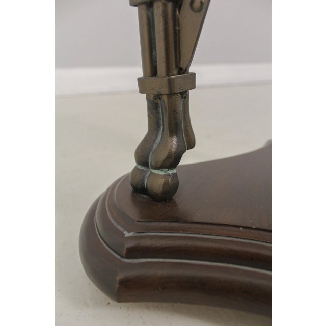 Leather Wrapped Studded Glass Top Pedestal Table For Sale - Image 4 of 11