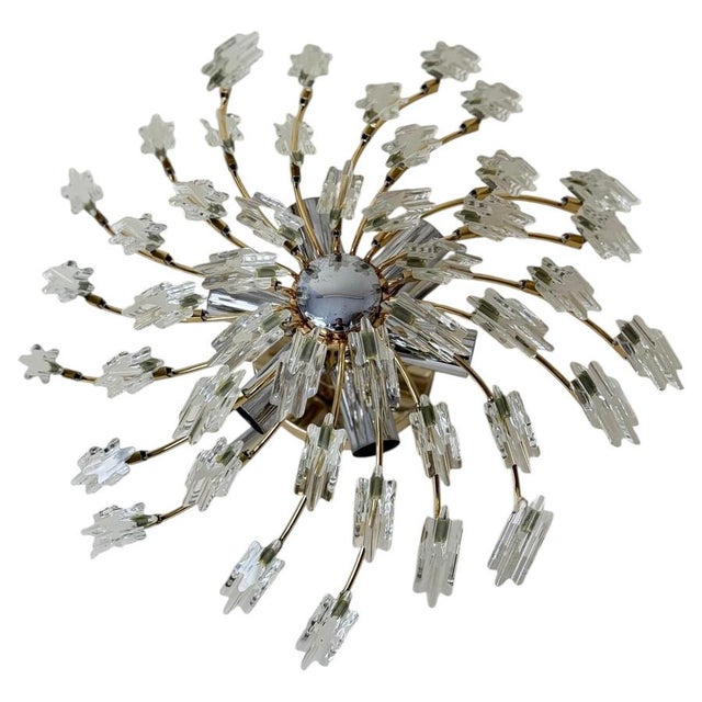 Hollywood Regency Starburst Plafonnier in Gilt Metal and Crystal, 1980s-1990s For Sale - Image 18 of 18