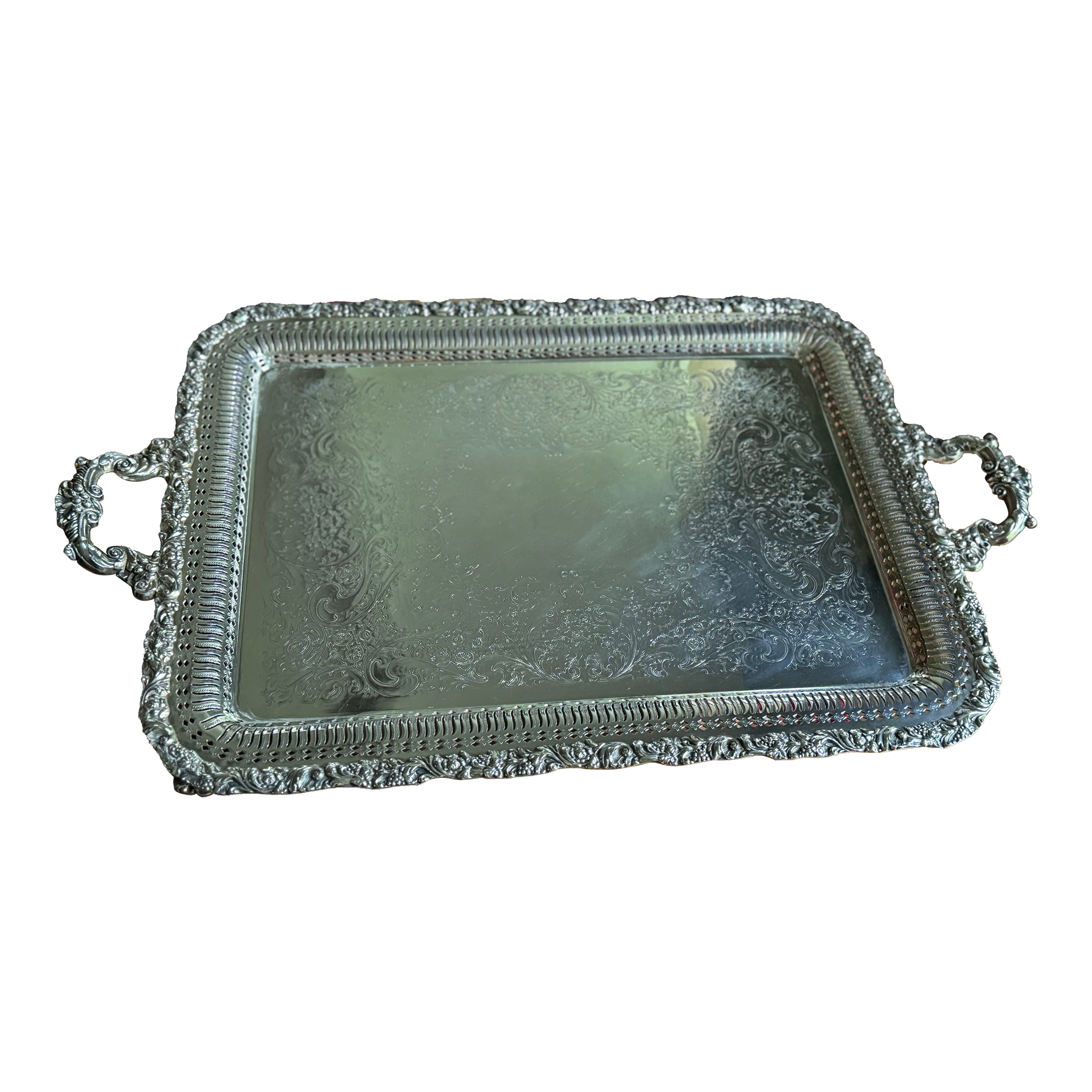 Vintage Silver Plated Footed Butler Tray Webster Wilcox Is 3292