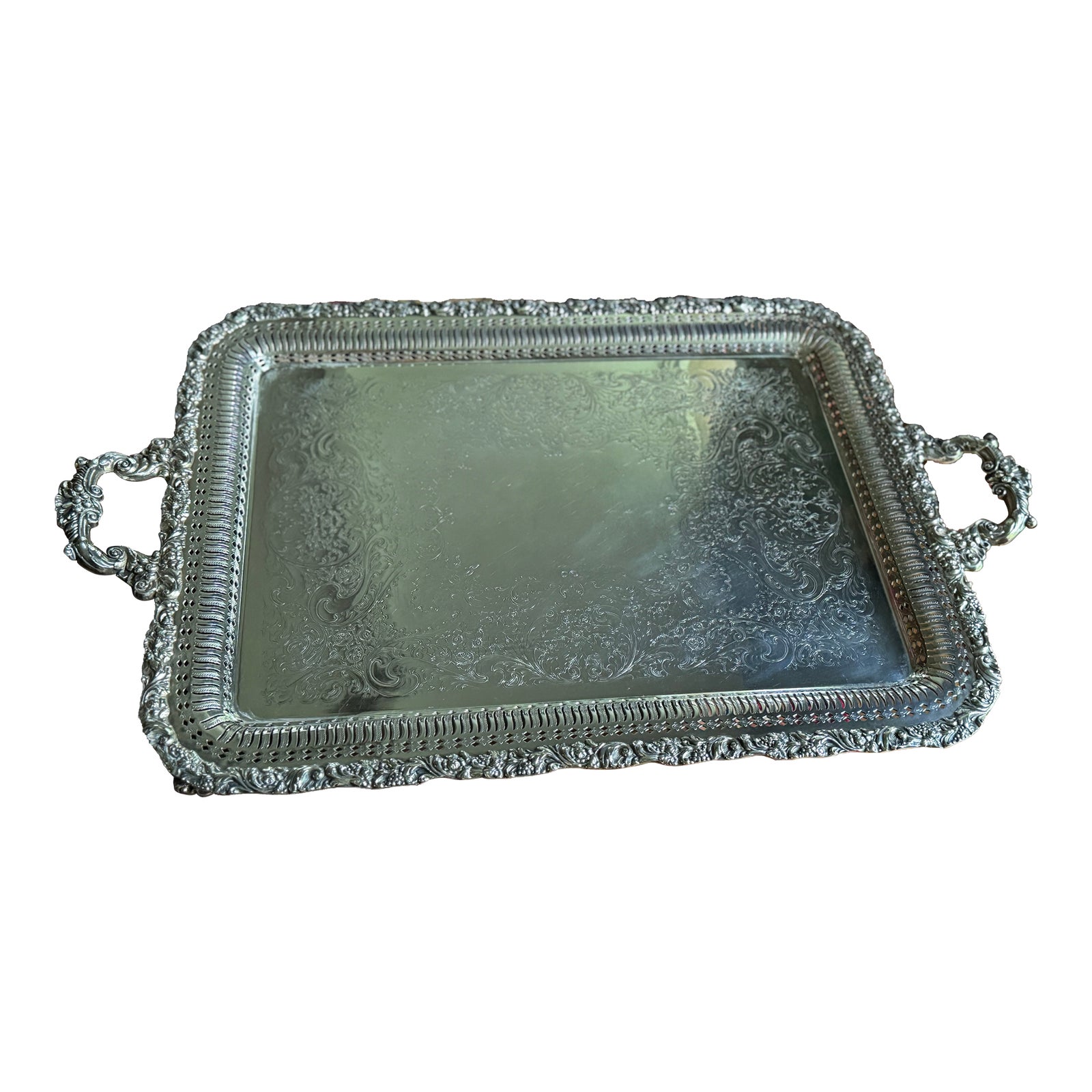 Vintage Silver Plated Footed Butler Tray Webster Wilcox Is 3292