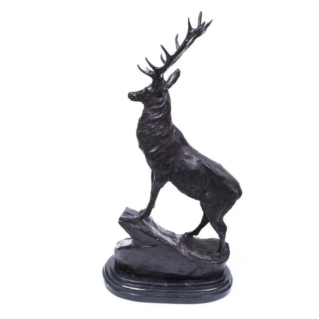 Large Bronze Stag Statuettes after Moigniez, 20th Century, Set of 2 For Sale - Image 6 of 18