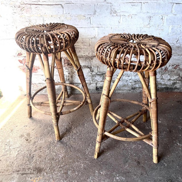 Bamboo High Stools by Franco Albini, Set of 2 For Sale - Image 6 of 9
