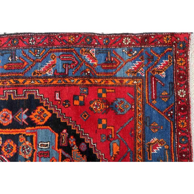 1950s Handmade Vintage Persian Hamadan Rug For Sale - Image 4 of 13
