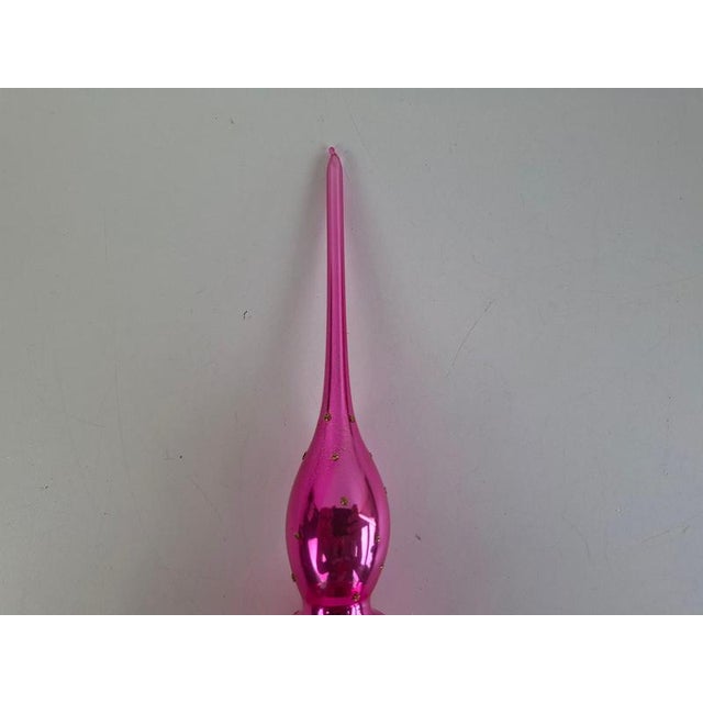 Gold Vintage Pink Glass Christmas Tree Topper, Czechoslovakia, 1970s For Sale - Image 8 of 12