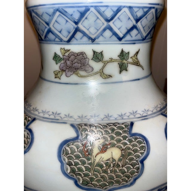 Late 20th Century Pair of Late 20th Century Large Maitland Smith Hand-Painted Chinese Export Vases For Sale - Image 5 of 8