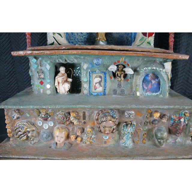 1990s Ann Ruff Large Figural Tiered Folk Art Sculpture Altar Church Shrine Statue 91" For Sale - Image 12 of 18