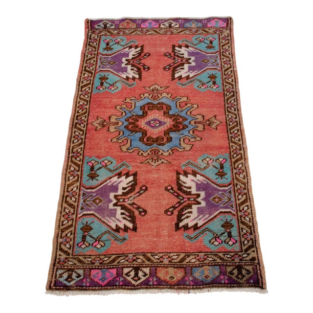 Hand Knotted Door Mat, Entryway Rug, Bath Mat, Kitchen Decor, Small Rug, Turkish Rug - 1′8″ × 3′1″ For Sale - Image 4 of 13