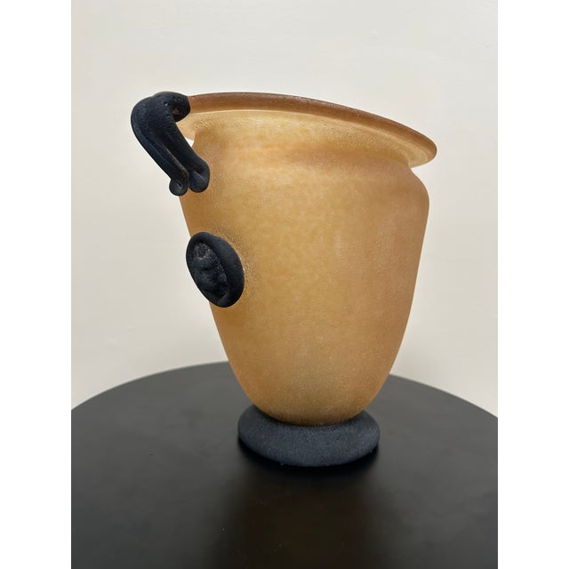 Italian Scavo Style Glass Amphora Vase With Lion Medallions For Sale - Image 10 of 18