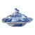 Antique 19th Century English Blue Willow Covered Vegetable Serving Dish With Lion Finial Handle For Sale