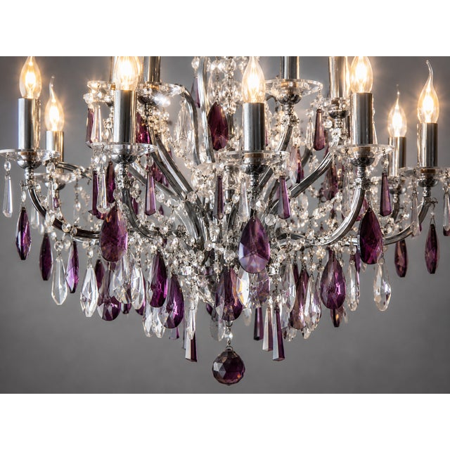 1990 Artisan Regency Purple Crystal Chandelier - 1 Pc For Sale - Image 12 of 17