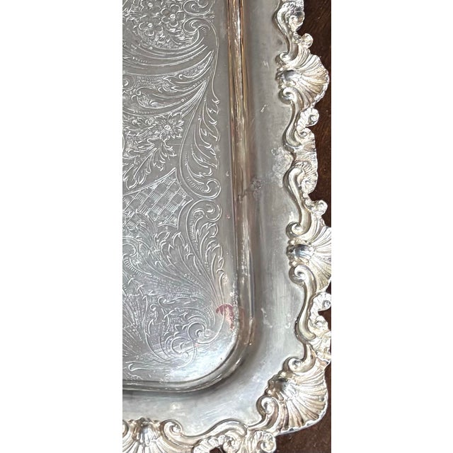 Large Vintage SilverPlate Footed Serving/Bar Tray For Sale - Image 11 of 12