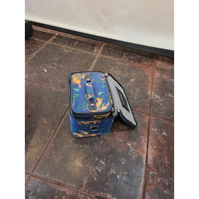 Blue 1960s Pair of Western Art Suitcase Bags Set Collectable For Sale - Image 8 of 12