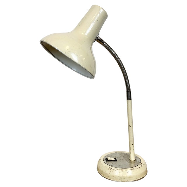 Industrial Beige Gooseneck Table Lamp from Polam, 1960s For Sale