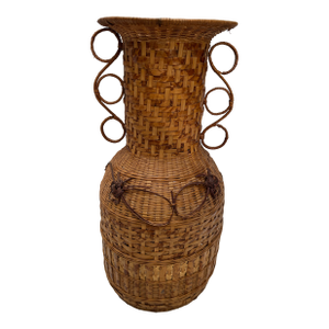 Vintage Flat Back Woven Vase