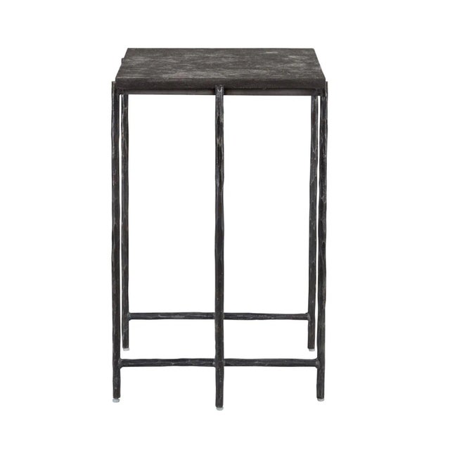 Metal Grey Smoke Slate Side Table For Sale - Image 7 of 8