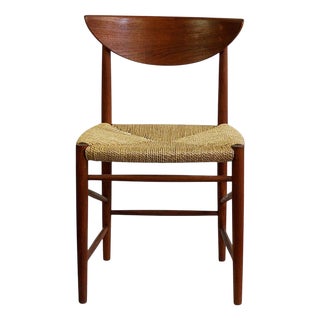 Scandinavian Teak and Cane Dining Chair attributed to Peter Hvidt for Soborg, Denmark, 1950s For Sale