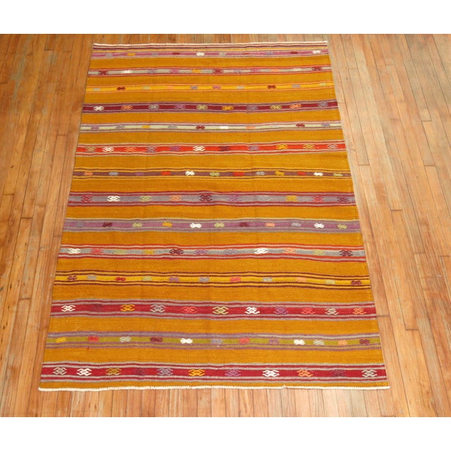 Vintage Zabihi Collection Turkish Kilim - 4'10" x 7' For Sale In New York - Image 6 of 6