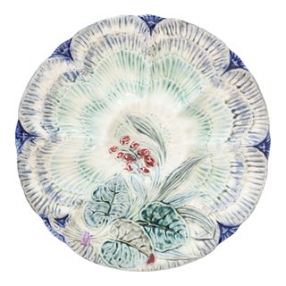 Antique Belgian Wasmuel Majolica Oyster Plate, Circa 1880 For Sale