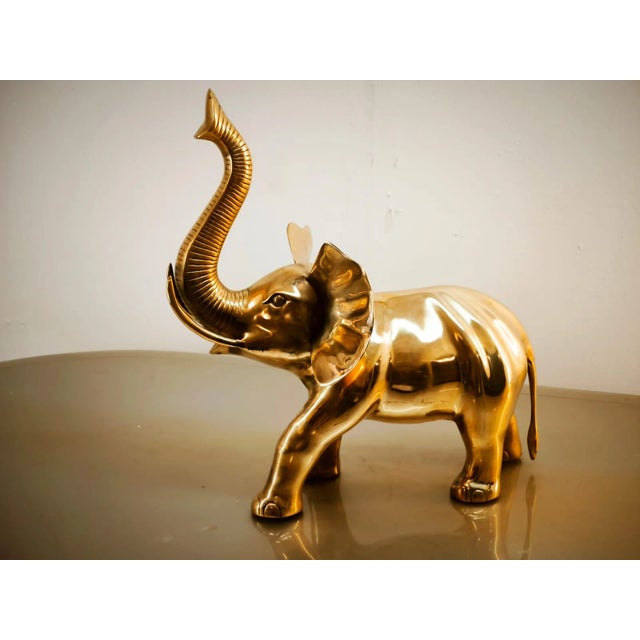 Gold Vintage Gold Brass Elephant For Sale - Image 8 of 10
