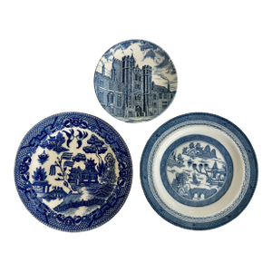 Blue and White Chinoiserie Wall Plates - Grouping of 3