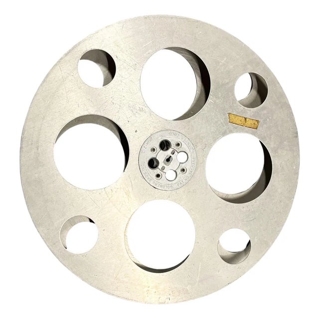 Golden Hollywood Era 26" 35mm Movie Reel Aluminum by Goldberg, Denver Co, 1940 For Sale