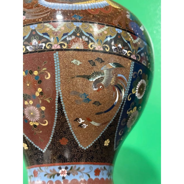 Copper Japanese Cloisonne Goldstone Enamel Dragon Covered Jar Meiji Period For Sale - Image 8 of 11